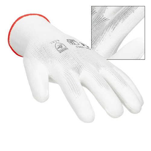 Ecd Germany ECD Germany 4 paire de Gants de travail en PU, taille 7-S, couleur blanc, gants de mécanicien en nylon gants de jardin