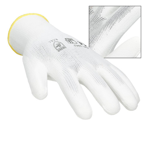 Ecd Germany ECD Germany 4 paires de Gants de travail en PU, taille 8-M, couleur blanc, gants de mécanicien en nylon gants de jardin