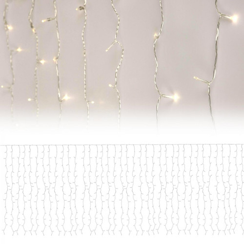 Ecd Germany - ECD Germany Rideau lumineux à LEDs, longueur 2m, PVC noir, 240 LEDs blanc chaud, 12 fonctions, chaîne lumineuse, filet lumineux, IP-44, décoration, blanc chaud, éclairage, pour intérieur et extérieur, éclairage de Noël - Décorations de Noël extérieure Décorations de Noël