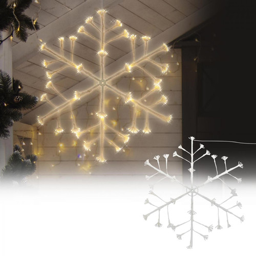 Ecd Germany - Flocon de neige lumineuse 288 ampoules LED blanc chaud IP44 décoration Noël - décoration japonaise Décoration