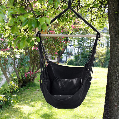 Ecd Germany - Hamac chaise anthracite balançoire suspendue siège jardin camping 2 oreillers Ecd Germany   - Hamac