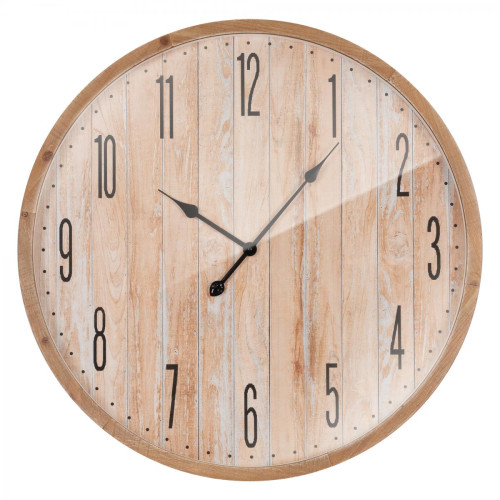 Ecd Germany - Horloge murale vintage ronde en bois et verre MDF horloge décorative salon Ø76cm - Décoration vintage Décoration
