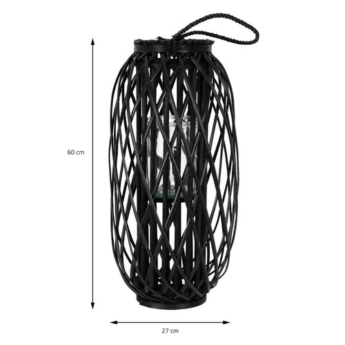 Lampes à poser Lanterne de roseau avec poignée 40x Ø26 cm noir en roseau écologique