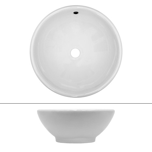 Ecd Germany Lavabo en céramique blanc vasque a poser rond évier design moderne 420x170mm