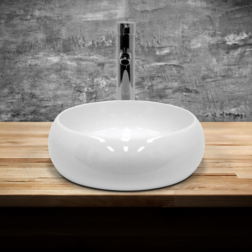 Ecd Germany Lavabo en céramique blanc vasque èvier à poser design rond moderne Ø 400 mm