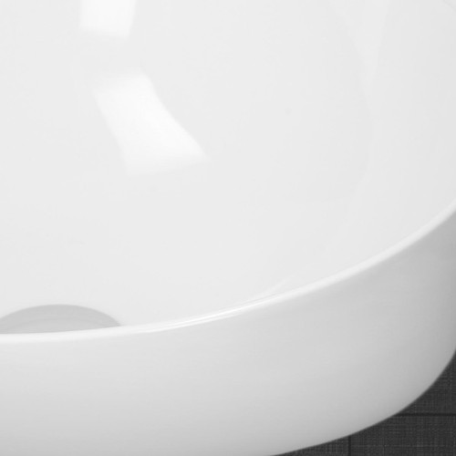Lavabo Lavabo forme ronde 400x400x135 mm, blanc, céramique - incl. set d'évacuation sans trop-plein