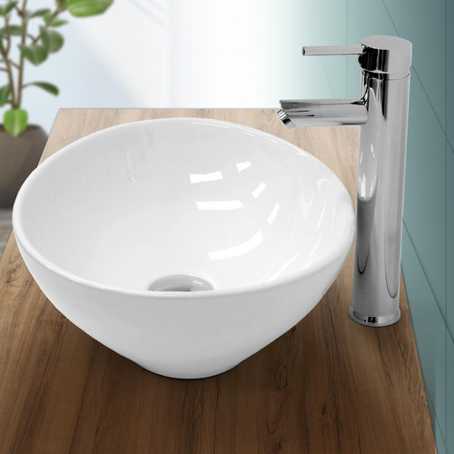 Ecd Germany - Lavabo ovale en céramique vasque à poser lave-mains salle de bain 410x330x142mm Ecd Germany  - Evier ceramique