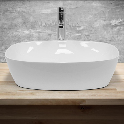Ecd Germany Lavabo vasque a poser en céramique blanche évier ovale salle de bain 505x385 mm