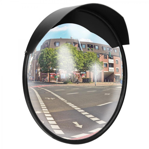 Ecd Germany - Miroir routier de trafic circulation extérieur en plastique PC noir Ø 30 cm - Extincteur & signalétique