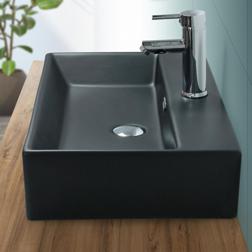 Ecd Germany - ML-Design Vasque à poser carré noir mat lavabo céramique salle de bain 600x365mm Ecd Germany  - Lavabo
