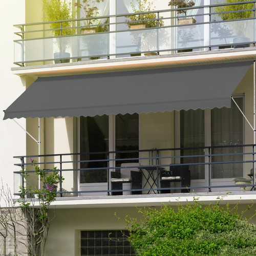 Marquise, auvent Ecd Germany Store banne terrasse balcon auvent rétractable réglable 150x120cm gris ML-Design
