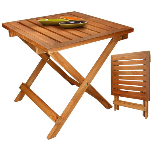 Ecd Germany - Table pliante d'appoint pour jardin terrase table basse en bois de pin 46X46 cm - Tables de jardin