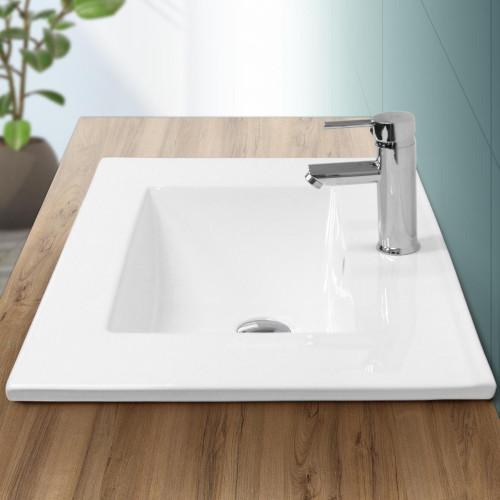 Ecd Germany - Vasque encastré lavabo évier salle de bain en céramique blanc 710 x 465 x 175 mm Ecd Germany  - Lavabo lave mains