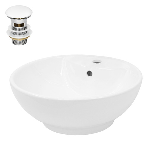Ecd Germany - Lavabo forme ronde 455x455x185 mm, blanc, céramique - incl. set d'évacuation incl. trop-plein Ecd Germany  - Lave main toilette