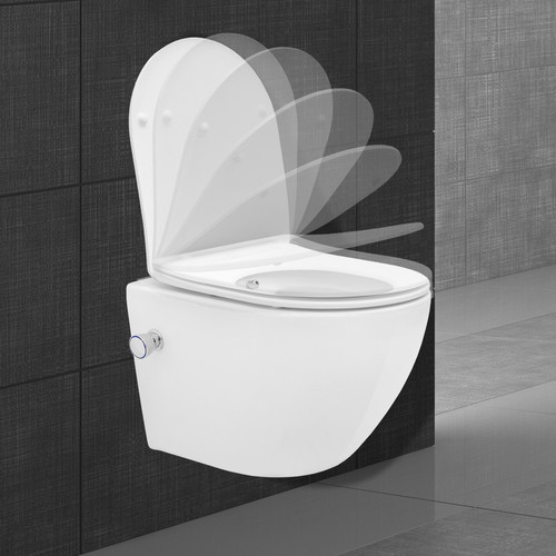Ecd Germany WC suspendu en céramique avec fonction de bidet Soft-Close White