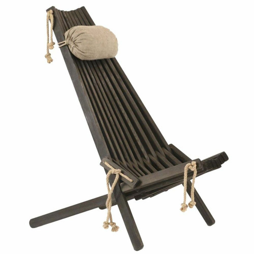 Ecofurn - Chilienne en bois EcoChair (coussin offert) Pin Noir Ecofurn  - Transats, chaises longues Démontable