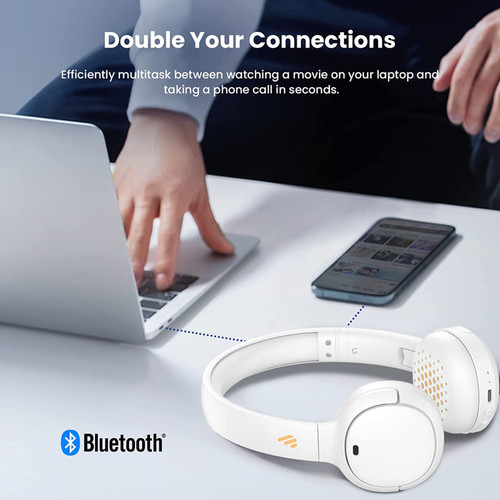Edifier - Edifier WH500 Écouteurs supra-auriculaires sans fil - Écouteurs pliables légers Bluetooth V5.2 avec 40 heures de lecture de musique - EQ personnalisable - Charge rapide - Blanc - Edifier