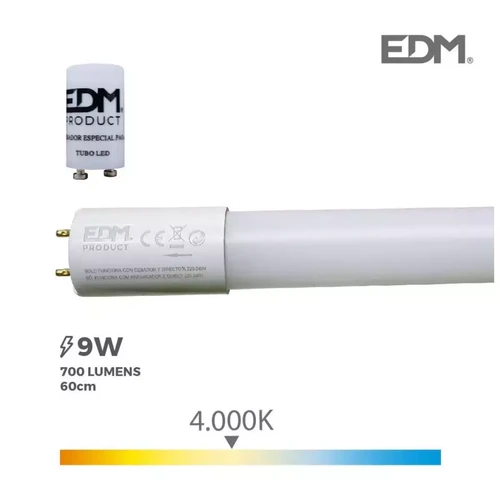 Edm - Tube LED T8 60cm 9W 700lm - Blanc Naturel 4000K Edm  - Ampoules