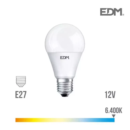 Edm - Ampoule LED E27 12V 10W Ronde A60 équivalent à 60W - Blanc du Jour 6400K Edm  - Ampoule 12v e27