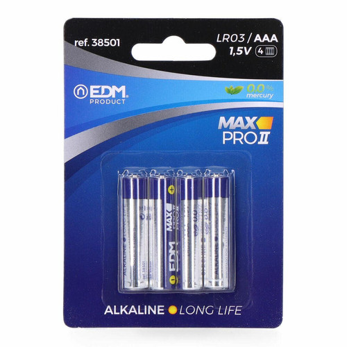 Edm - Batteries alcalines EDM Max Pro II Long Life AAA LR03 1,5 V (4 unités) Edm  - Piles et Chargeur Photo et Vidéo