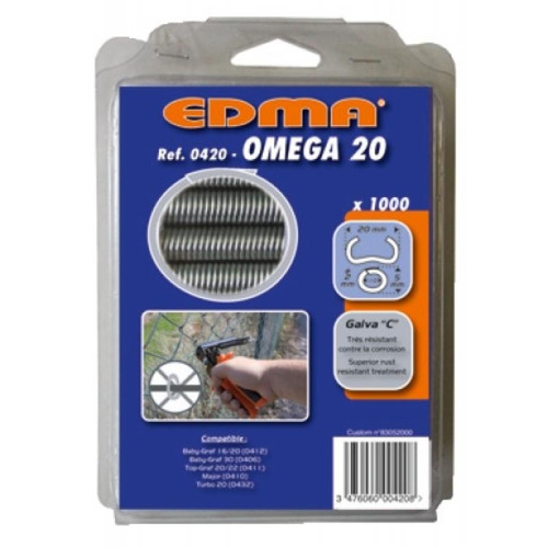 Edma - Agrafes grillage Omega 20 finition gris anthracite boîte de 1000 pièces Edma  - Edma