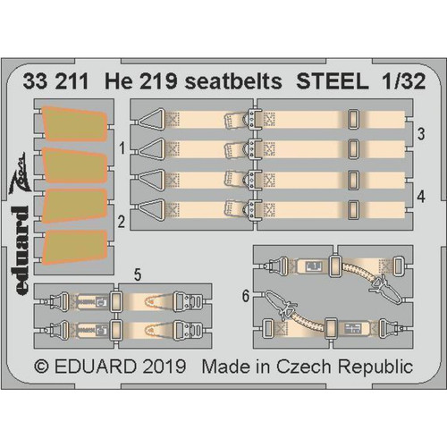 Accessoires et pièces Eduard He 219 seatbelts STEEL for Revell - 1:32e - Eduard Accessories