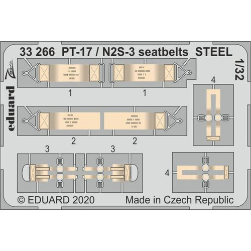 Eduard - PT-17 / N2S-3 seatbelts STEEL for ICM - 1:32e - Eduard Accessories Eduard  - Jouets radiocommandés