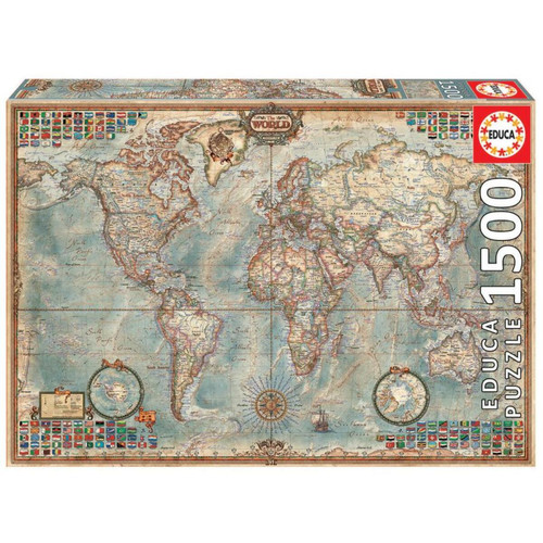 Educa Borras - Puzzle 1500 pcs Le monde Carte politique Educa Borras  - Marchand Zoomici