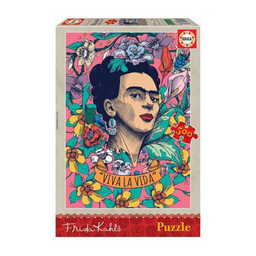 Educa - EDUCA - Puzzle - 500 Viva la vida, Frida Kahlo Educa  - Animaux Educa