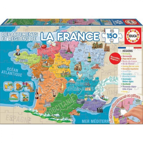 Educa - EDUCA - Puzzle - 150 DÉPARTEMENTS ET RÉGIONS DE LA FRANCE Educa  - Animaux Educa