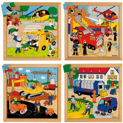 Educo - Puzzle activités dans la rue: le lot de 4 puzzles - jeu Montessori Educo  - Animaux