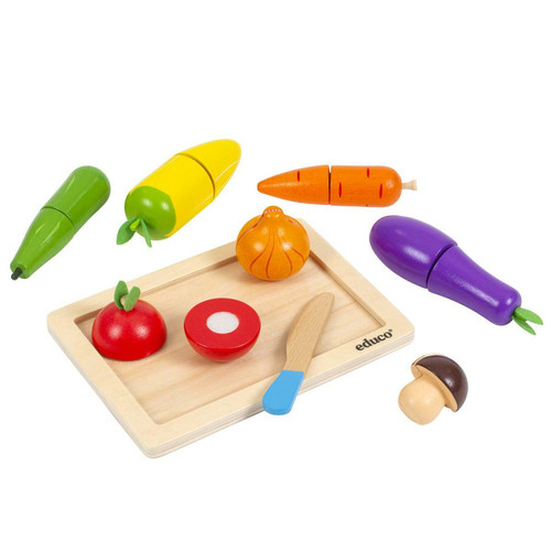 Educo - Jeu d'imitation - plateau de légumes en bois - jeu Montessori Educo  - Dinette en Bois Cuisine et ménage