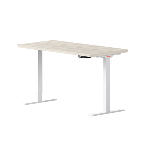 ELEVA - Bureau assis debout effet bois blanc 180x80x3cm ELEVA  - Mobilier de bureau Noyer aluminium