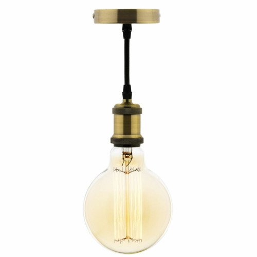 Elexity - Kit suspension vintage avec câble textile et ampoule filament carbone Petit globe Elexity  - Suspension ampoule filament
