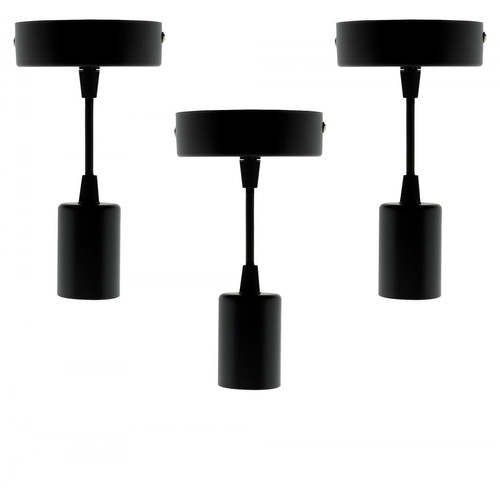 Elexity - Lot de 3 kits de suspension luminaire métal avec cordons textiles Noir - Elexity