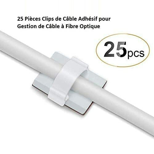 Elfcam Câble à Fibre Optique pour Orange SFR Bouygues, La Livraison avec 25 Pièces Clips de Câble Adhésif pour Gestion de Fibre Optique, SC/APC à SC/APC Monomode Blanc, 10M