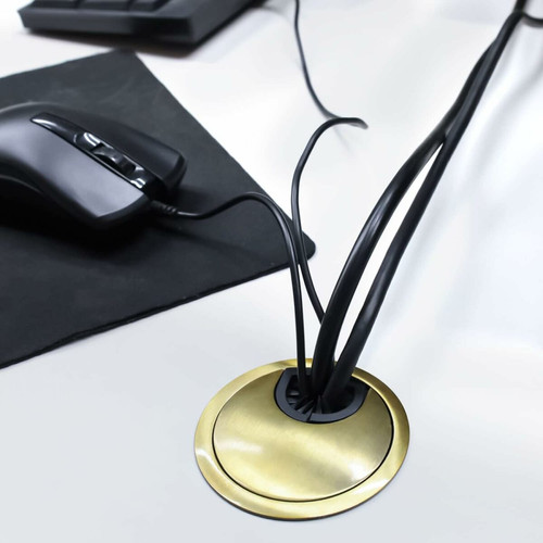 Elixir - 2 Pièces Passe Cable Noble 60 mm | Couvercle du Trou de Câble pour Bureaux, Bureaux et Plans de Travail | Matériau: Alliage de Zinc (Bronze) Elixir  - Elixir