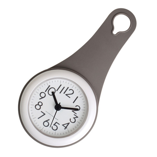 Réveil Elixir Horloge de salle de bain simple, cuisine, horloge ventouse domestique étanche et silencieuse grise
