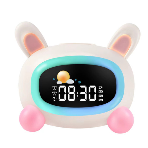 Elixir - Horloge d'entraînement au sommeil pour enfants, lapin d'horloge lumineuse d'ambiance LED de bureau Elixir  - Réveil