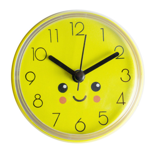 Elixir - Élégant et simple mini ventouse horloge murale salle de bain anti-buée étanche horloge cuisine horloge petit visage jaune - Grande horloge murale Réveil