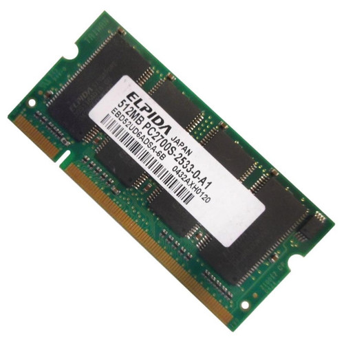 Elpida - 512Mo RAM PC Portable SODIMM ELPIDA EBD52UD6ADSA-6B DDR1 PC-2700S 333MHz - Memoire pc reconditionnée