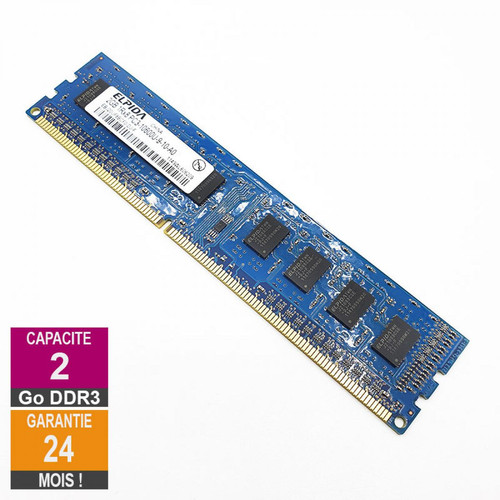 Elpida - Barrette Mémoire 2Go RAM DDR3 Elpida EBJ20UF8BCF0-DJ-F DIMM PC3-10600U 1Rx8 - Memoire pc reconditionnée