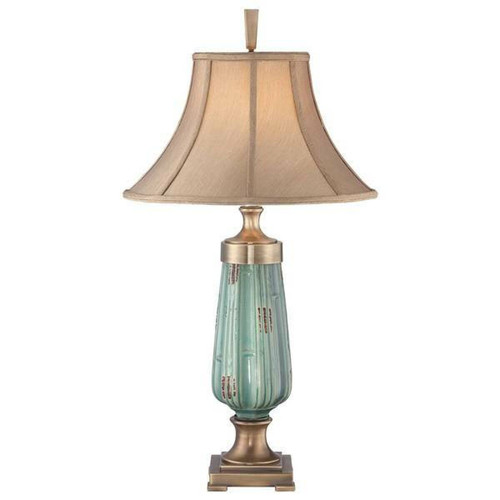 Elstead Lighting - 1 lampe de table lumineuse en céramique, vert, laiton vieilli, E27 Elstead Lighting  - Lampes à poser