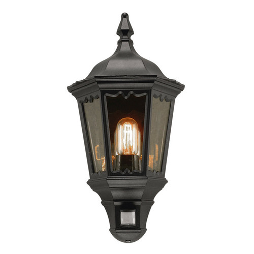 Applique, hublot Elstead Lighting Demi-lanterne extérieure à 1 ampoule noire avec capteur de mouvement PIR IP43, E27