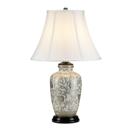 Elstead Lighting - Lampe de table à 1 lumière - Blanc, finition argentée, E27 Elstead Lighting  - Lampes à poser