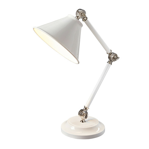 Elstead Lighting - Lampe de table à 1 lumière blanche, nickel poli, E27 Elstead Lighting  - Lampes à poser