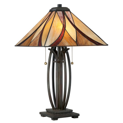 Elstead Lighting - Lampe de table à 2 lampes en bronze, verre Tiffany, E27 Elstead Lighting - Luminaires