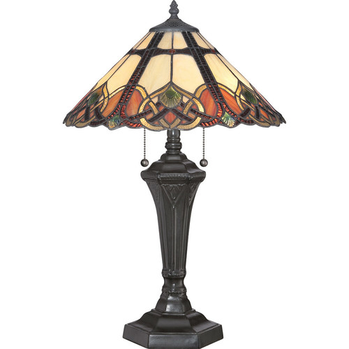 Elstead Lighting - Lampe de Table à 2 Lumières Vintage Bronze, Verre Tiffany, E27 Elstead Lighting  - Maison Multicolour