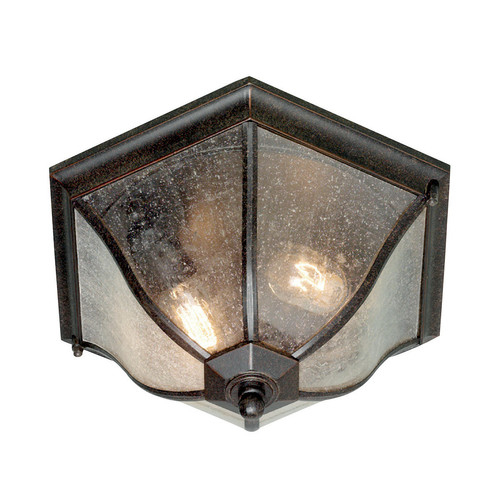 Elstead Lighting - Lanterne de plafond affleurante extérieure moyenne à 2 ampoules bronze patiné IP44, E27 Elstead Lighting  - Luminaires Ambre