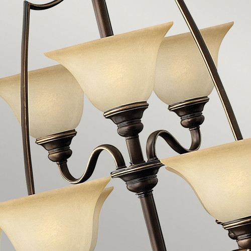 Elstead Lighting Lustre à 15 ampoules, bronze antique, avec abat-jour en verre